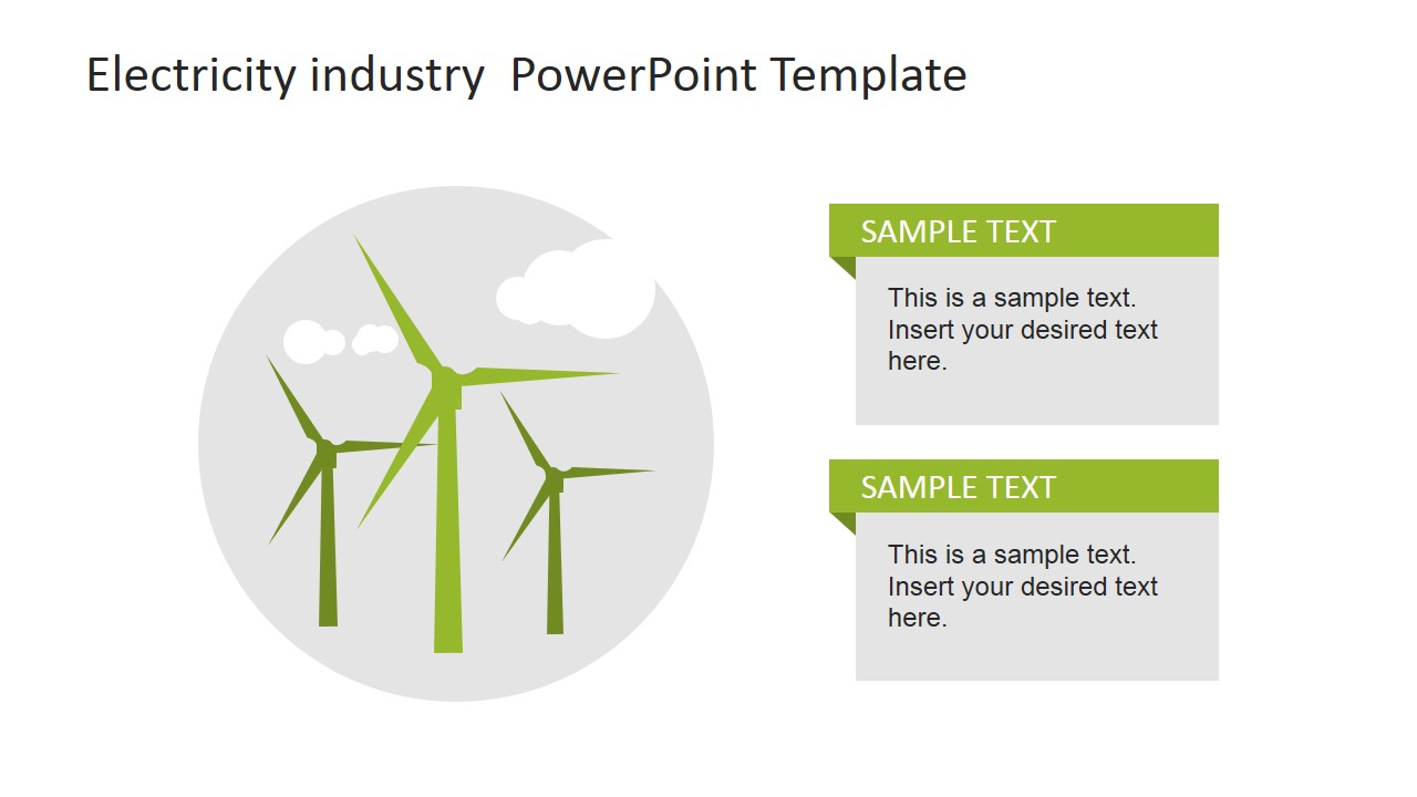 Flat Design Electricity Windmills Clipart for PowerPoint