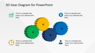 3D Gear Clipart Designs with 4 Components for PowerPoint