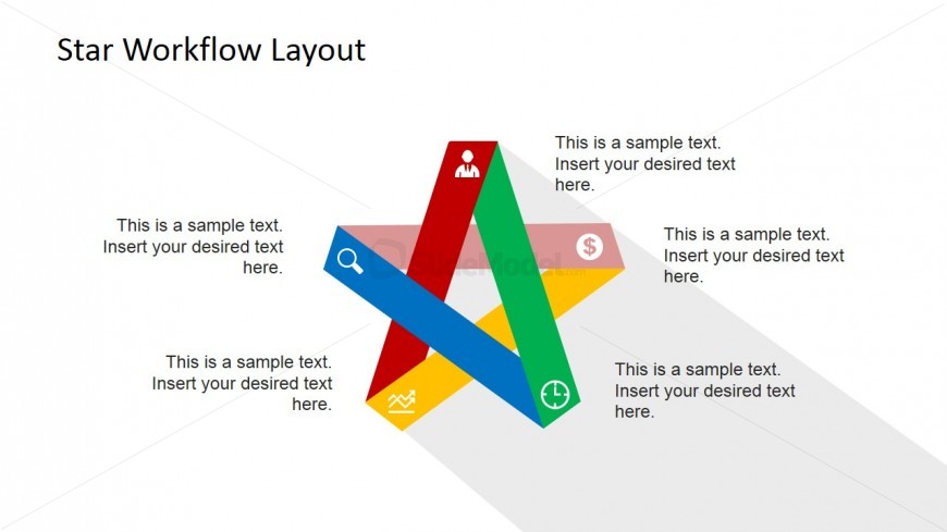 Five Steps Flat Design Start Daigram for PowerPoint