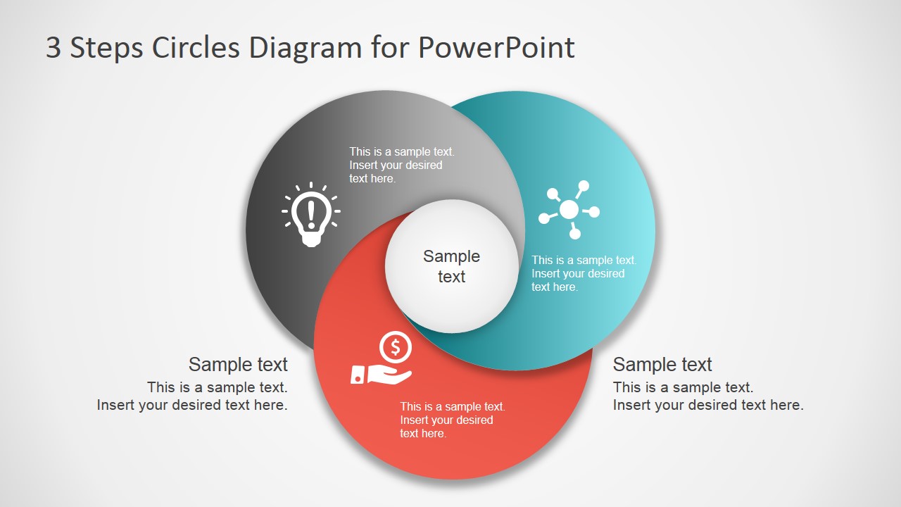 3 Step Diagram for PowerPoint Overlapping Circles