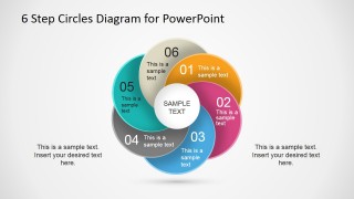 PowerPoint Six Steps Overlapping Circles Diagram