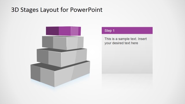 4 Levels 3D Staged Diagram for PowerPoint – Level 1