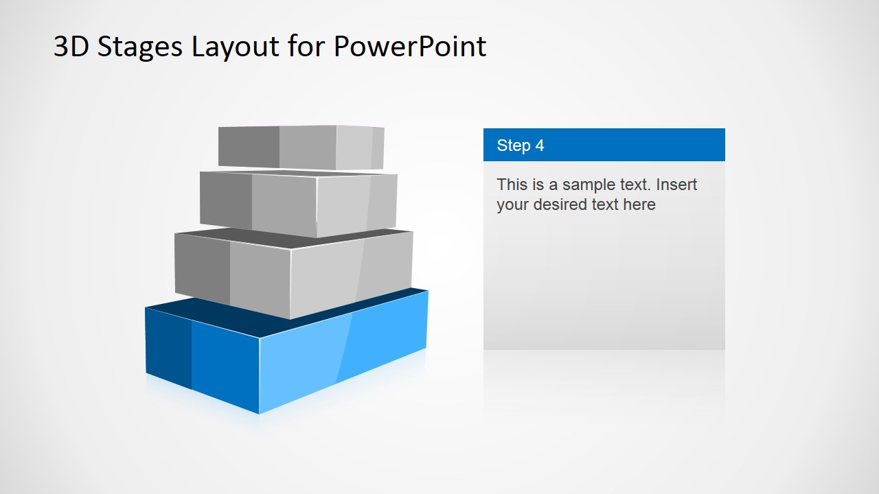 4 Levels 3D Staged Diagram for PowerPoint – Level 4