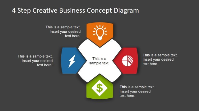 4 Step Business Concept Diagram for PowerPoint Dark Version
