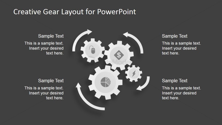 4 Steps Circular Gears Process for PowerPoint