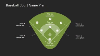 Flat Baseballs and Court PowerPoint Diagram