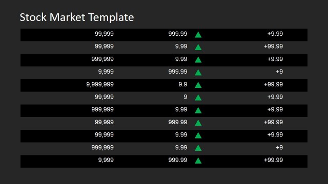 Table with Numbers and Up Icons