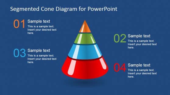3D Segmented Cone Diagram for PowerPoint – 4 Segments