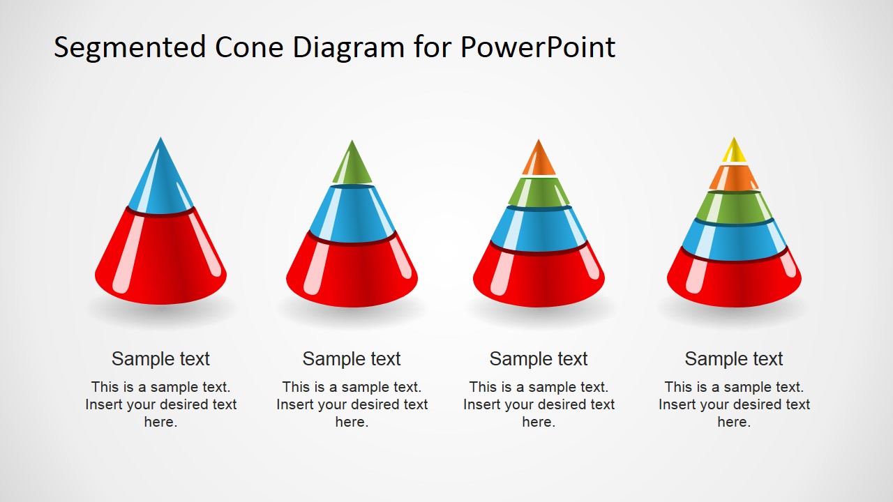 Creative Segmented 3D Cone Diagrams for PowerPoint SlideModel