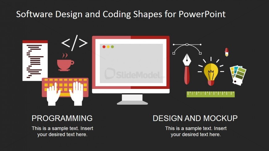 PowerPoint Shapes Featuring Graphic Design and Web Development