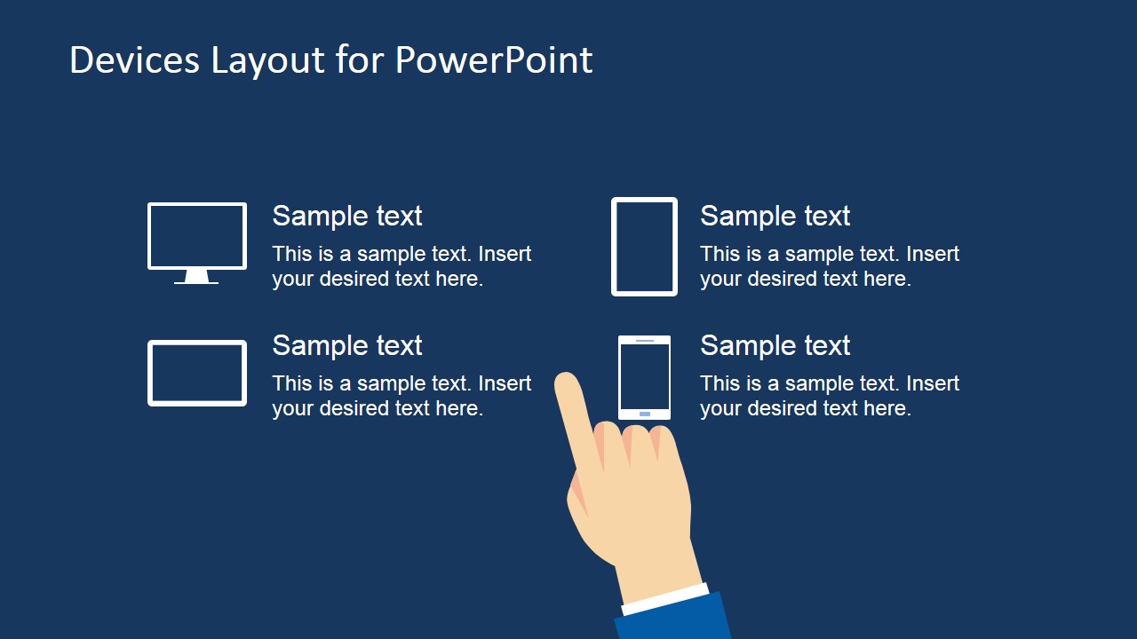 Hand Touching Technology Devices for PowerPoint