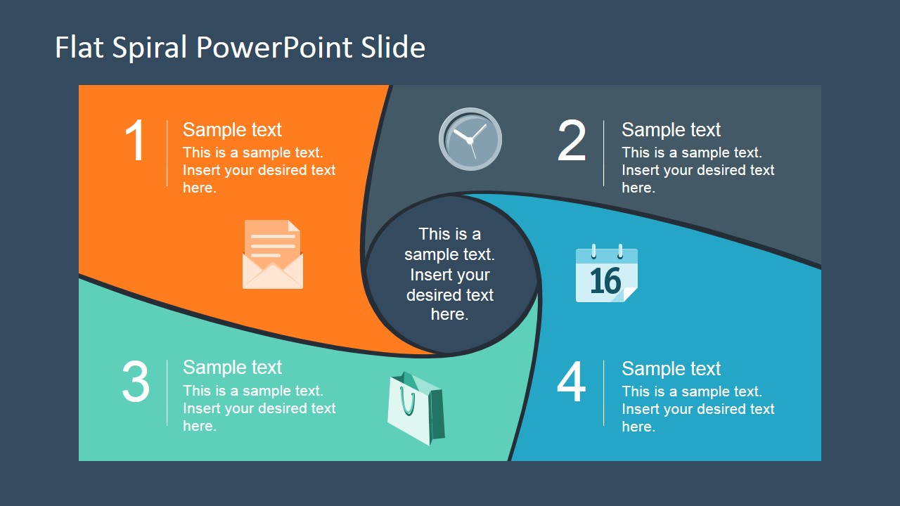 Flat Spiral Diagram Template for PowerPoint - SlideModel