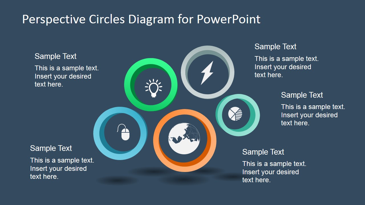 5 Circular Perspective Diagram for PowerPoint