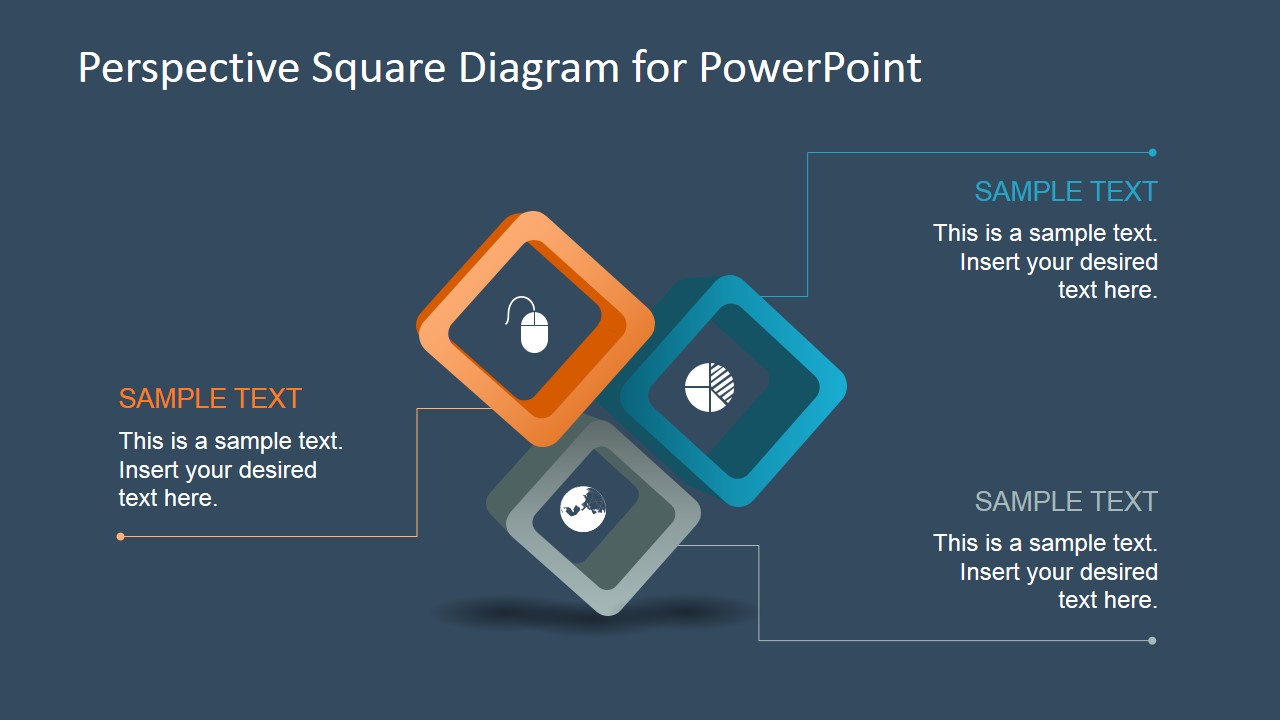 3 Steps Square Diagram Design for PowerPoint