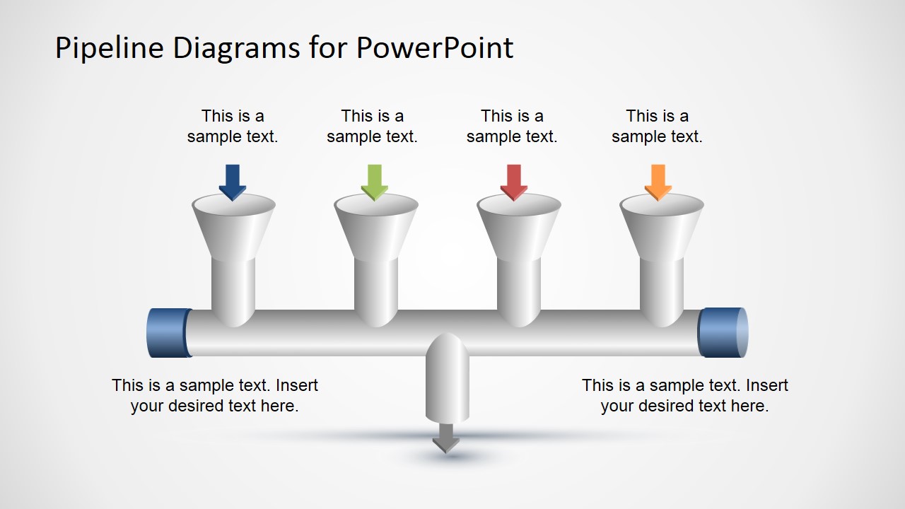 4 Input to 1 Output Pipeline Diagram for PowerPoint