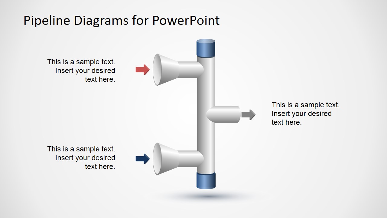 2 Input to 1 Output Vertical Pipeline Diagram for PowerPoint