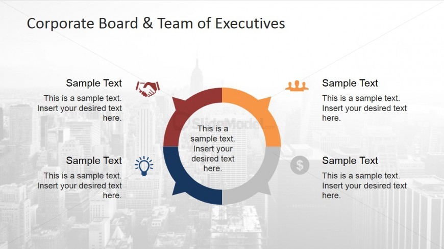 PowerPoint Diagram Showing the Breakdown of Corporate Executive Roles