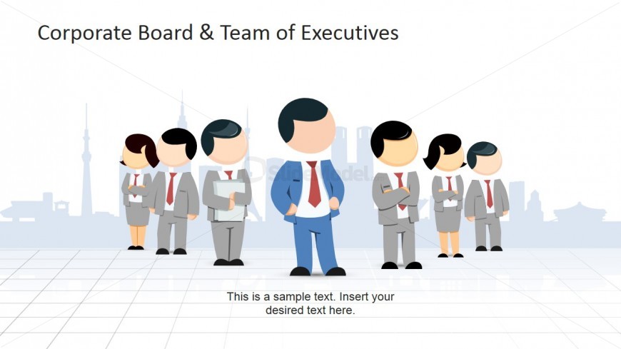 Board of Executives in front of a Generic Skyline Clip Art