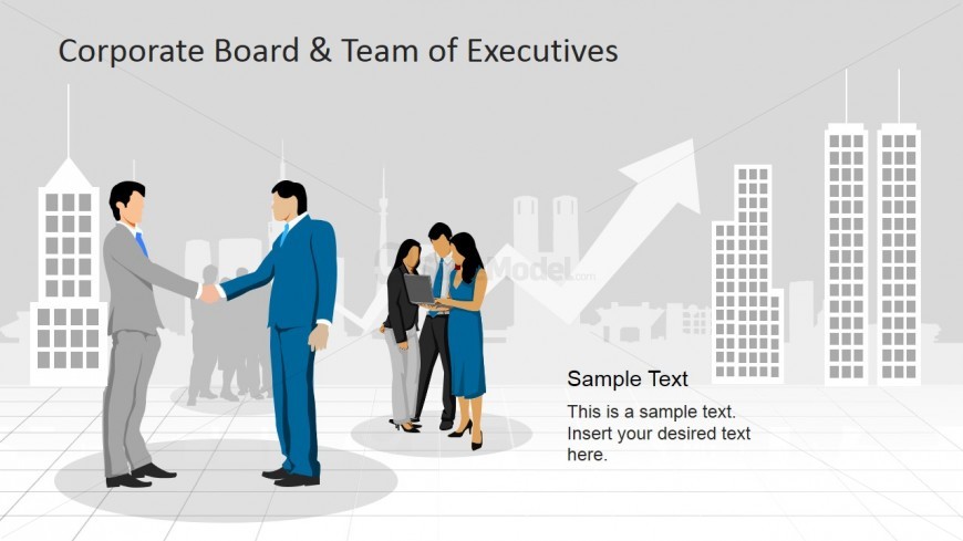 Five Executives and Skyline Clipart