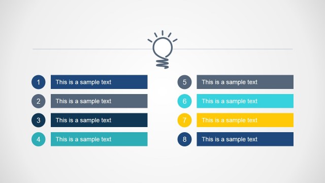 8 Steps Bright Idea Agenda Slide Design