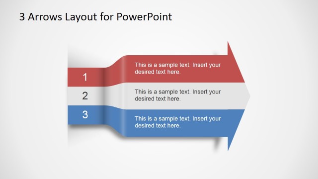 3 Arrows Text Layout Template for PowerPoint