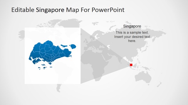 Singapore Highlighted Position in Worldmap for PowerPoint