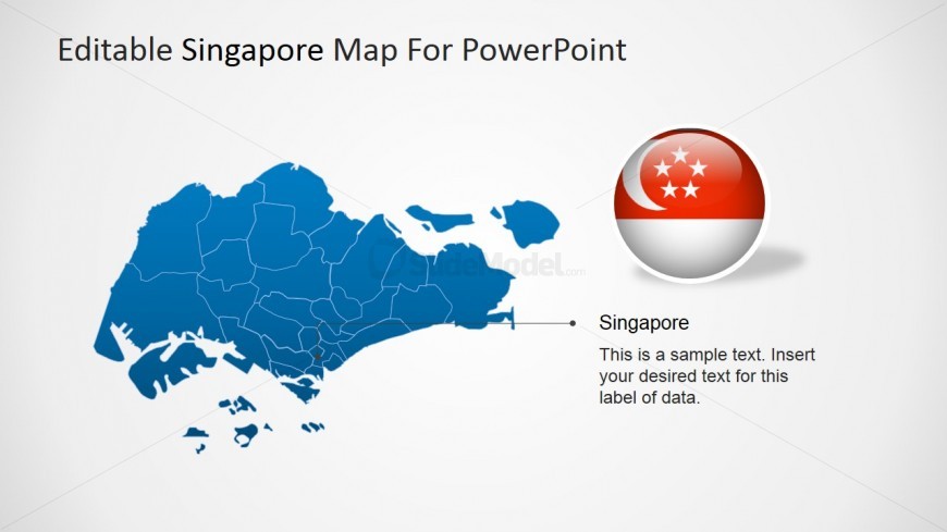 PowerPoint Map of Singapore with Pointer to Capital