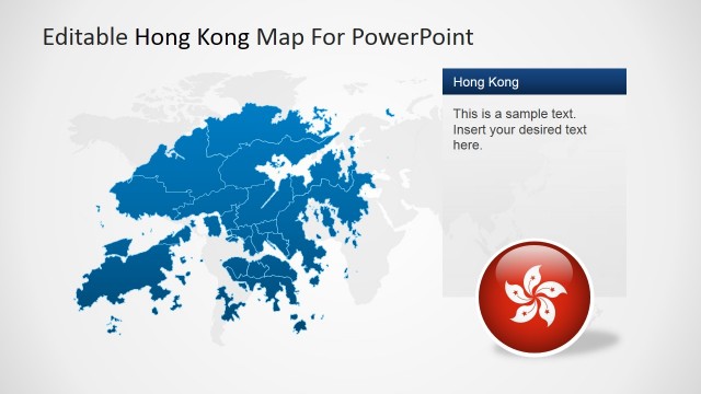 Hong Kong Blue Colored Outline Map with Flag Badge
