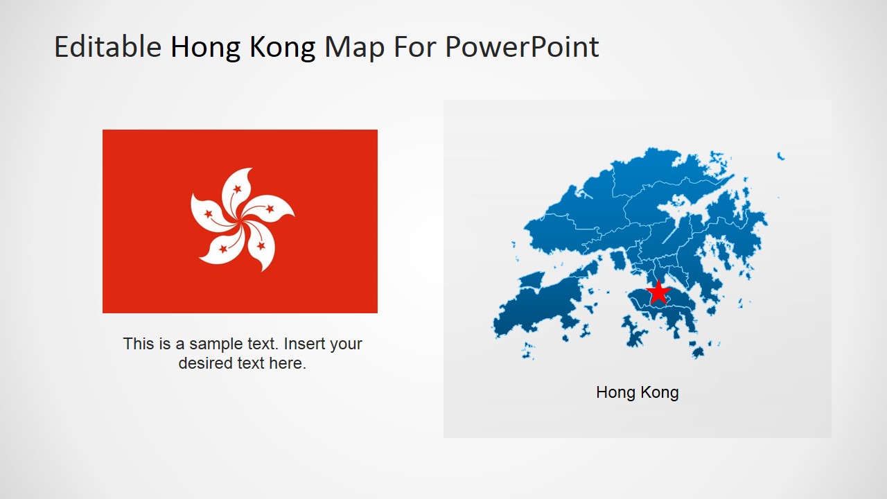 Hong Kong Flag and Map with Star Icon over PowerPoint Map