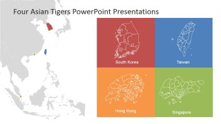 PowerPoint Map of Four Asian Tigers