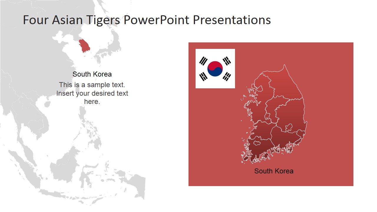 PowerPoint Map of South Korea with Southeast Background