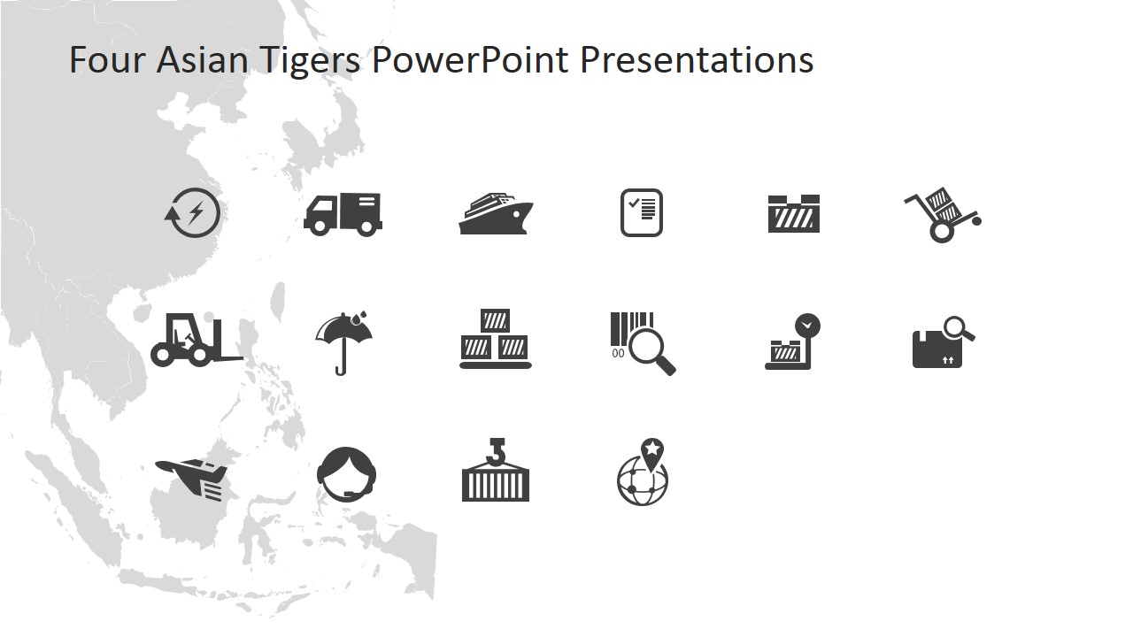PowerPoint Icons Flat Design Trade and Logistics