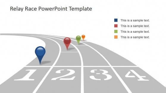 Race Track with Multi-Colored GPS Icons for PowerPoint