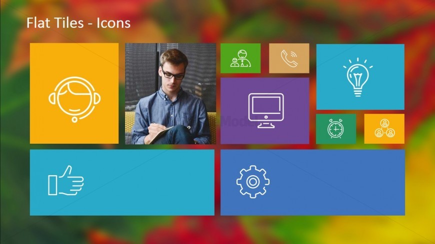 Flat Design - Tiles with Multiple Icons