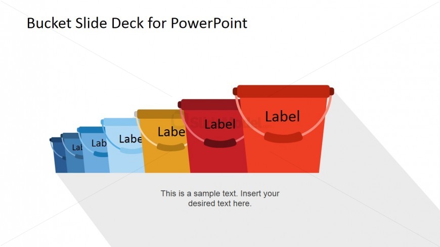 Seven Colored Buckets PowerPoint Clip Art Icons