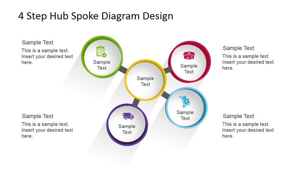 4 Step Hub Spoke Diagram For PowerPoint SlideModel