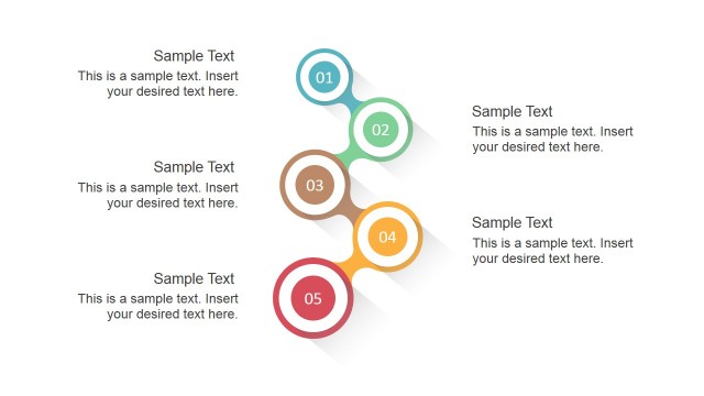 5 Step Zig Zag Timeline Template for PowerPoint