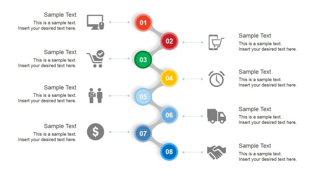 8 Steps Zig Zag Diagram Template for PowerPoint