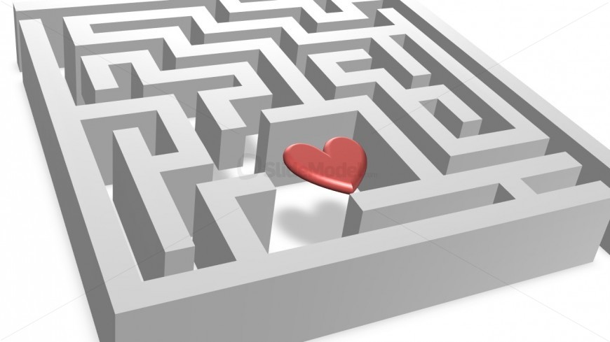 Perspective View of 3D Maze with 3D Heart Inside