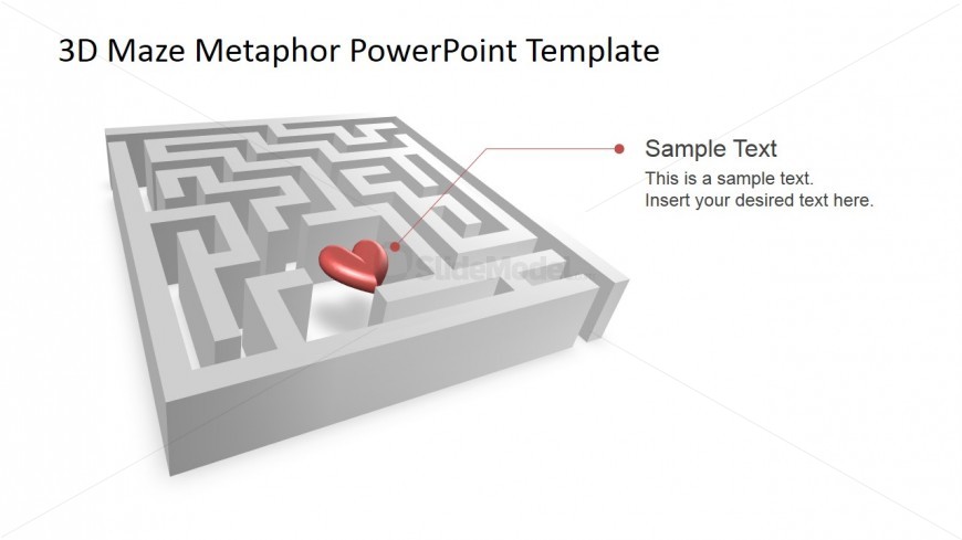 3D Heart PowerPoint Shape inside a Maze