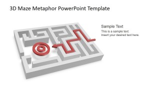 PowerPoint 3D Maze Shape with 3D Target and Path
