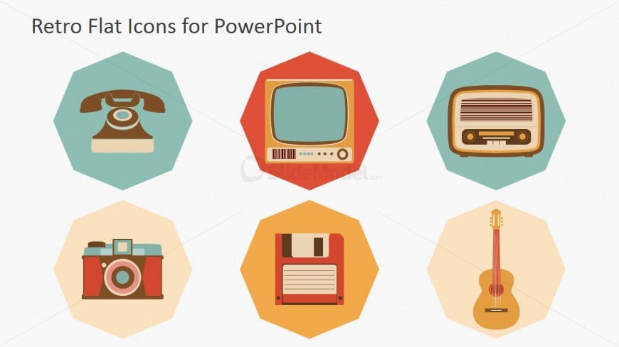 PowerPoint Icons Featuring Television Radios and Telephones