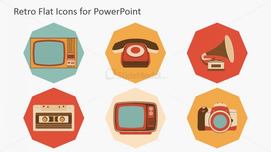 Sixties Vintage Technology Icons for PowerPoint
