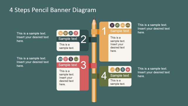 Wooden Pencil Banner Shapes for PowerPoint