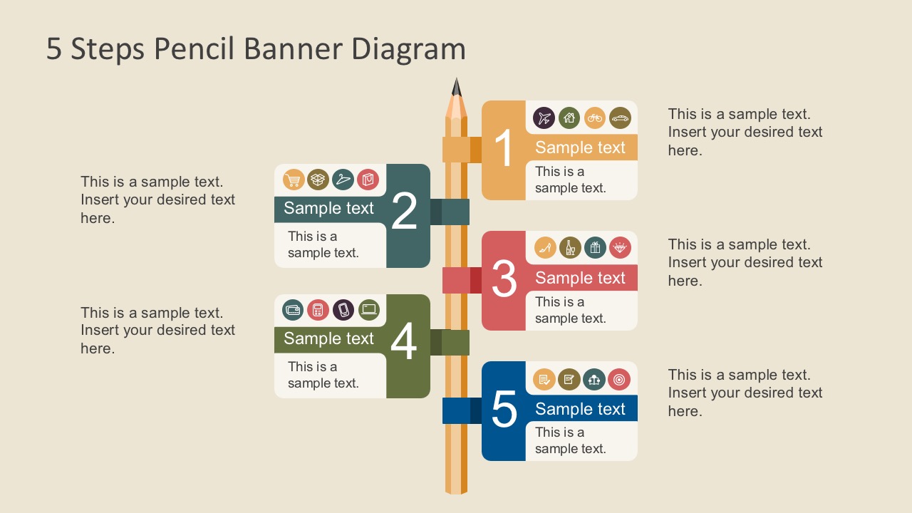 5 Step Pencil Banner Infographics