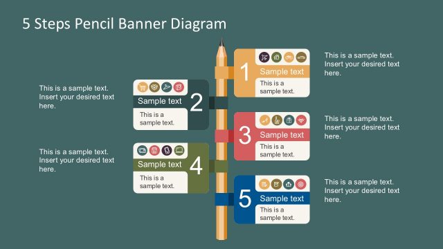 Colorful Pencil Banner Icon Infographics