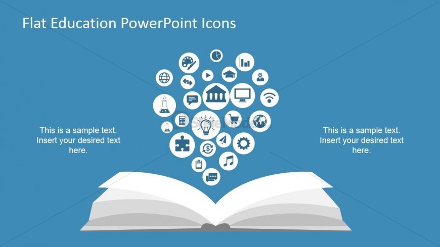 Flat PowerPoint Education Icons in Open Book Scene