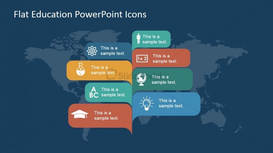 PowerPoint Slide with Infographic Banners featuring Education Icons