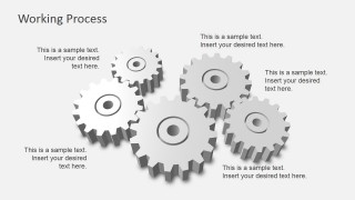 3D White Gears Representing Working Process
