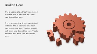 Broken Gear 3D Icon for PowerPoint